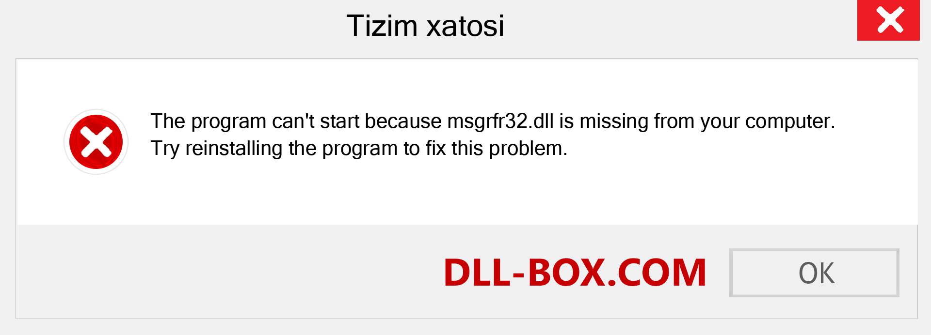 msgrfr32.dll fayli yo'qolganmi?. Windows 7, 8, 10 uchun yuklab olish - Windowsda msgrfr32 dll etishmayotgan xatoni tuzating, rasmlar, rasmlar